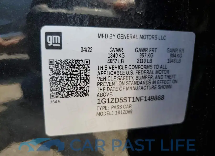 1G1ZD5ST1NF149868# 12