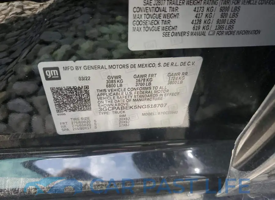 3GCPABEK5NG518707# 12
