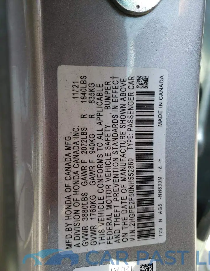 2HGFE2F50NH552869# 13