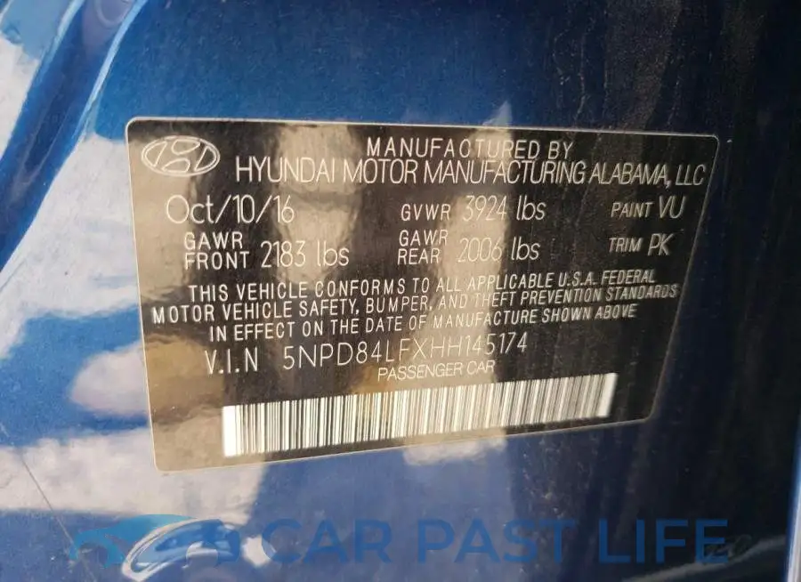5NPD84LFXHH145174# 13