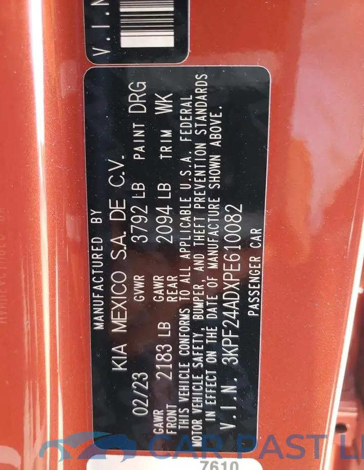 3KPF24ADXPE610082# 13