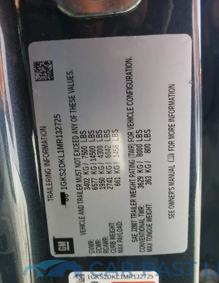 1GKS2DKL1MR132725# 13