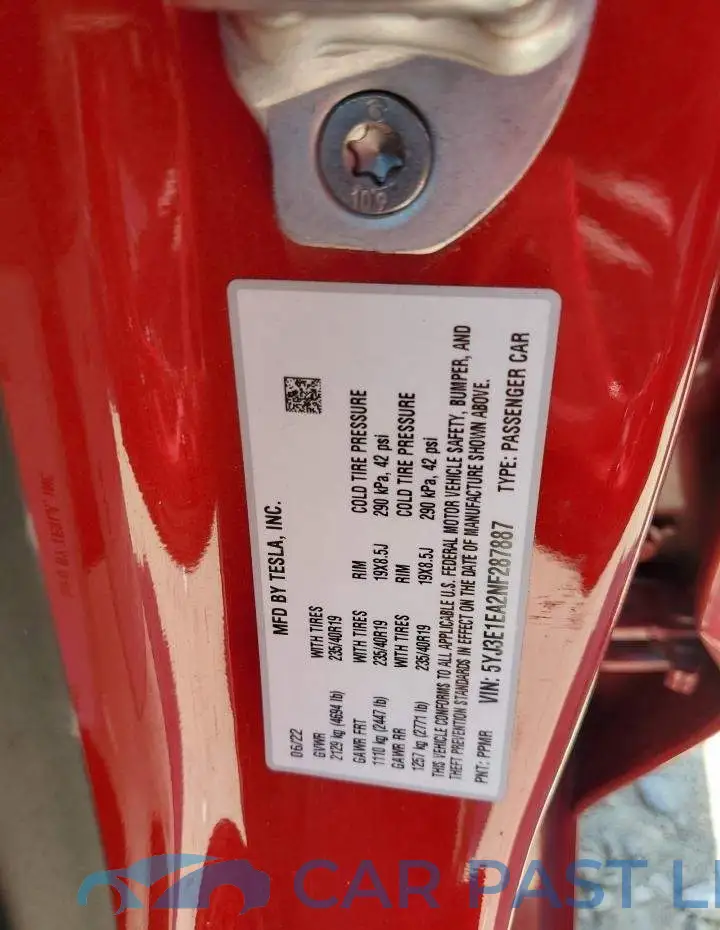 5YJ3E1EA2NF287887# 13