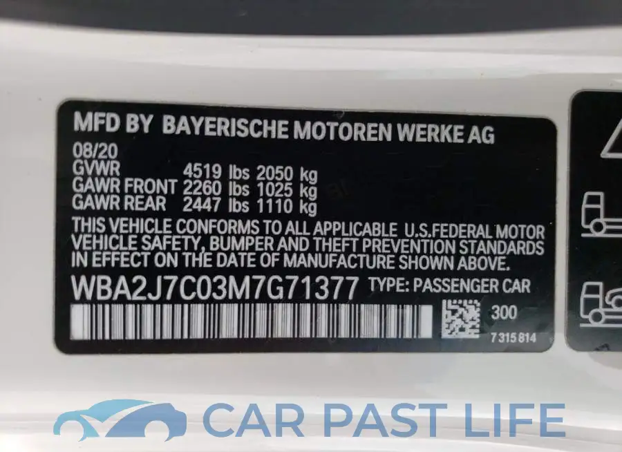 WBA2J7C03M7G71377# 12