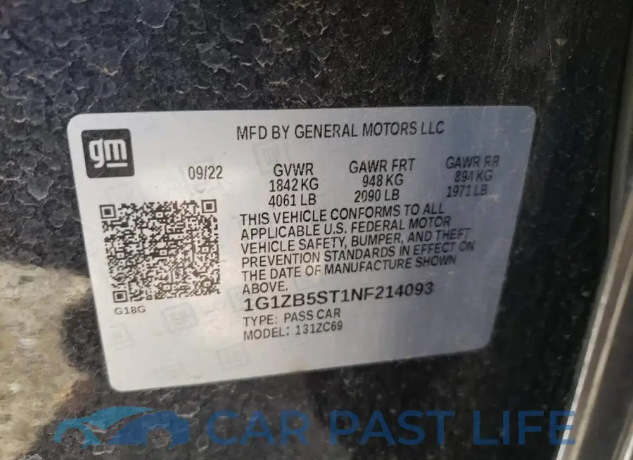 1G1ZB5ST1NF214093# 13