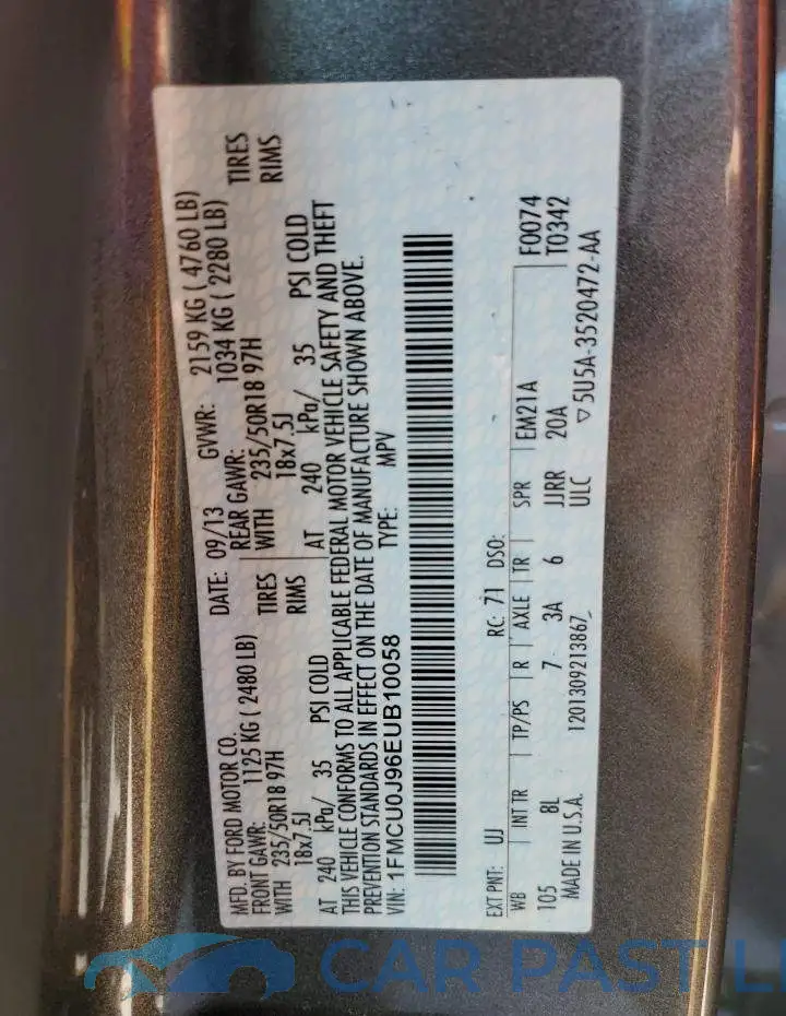 1FMCU0J96EUB10058# 12
