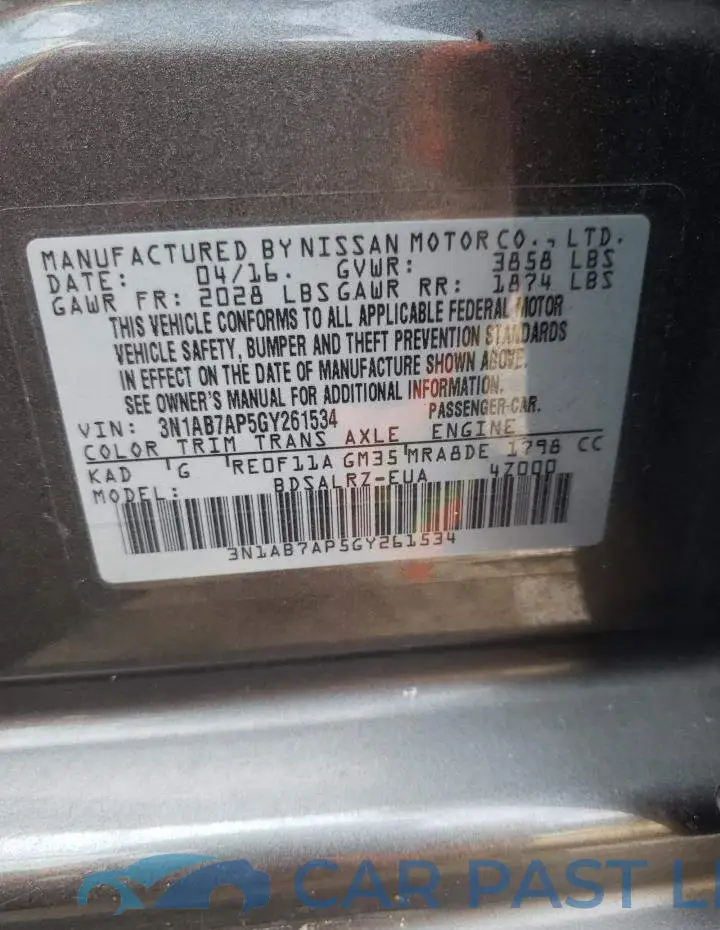3N1AB7AP5GY261534# 13