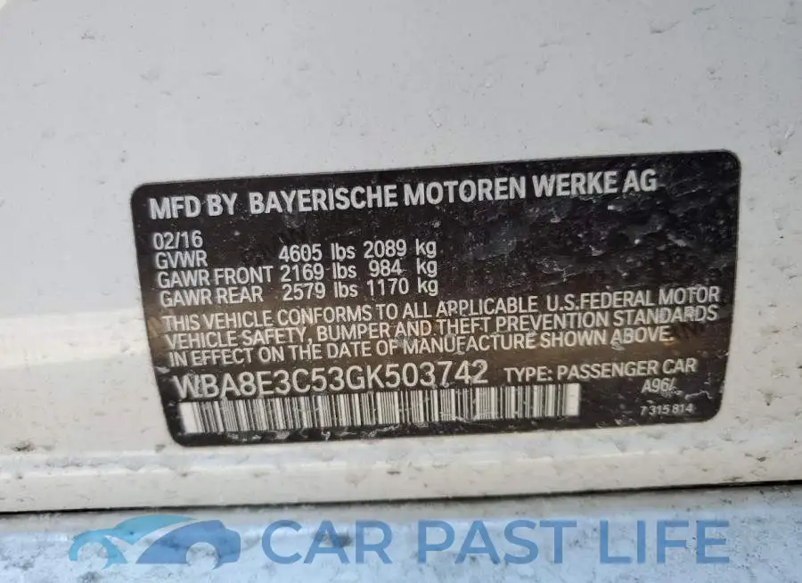 WBA8E3C53GK503742# 12