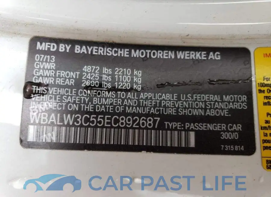 WBALW3C55EC892687# 12
