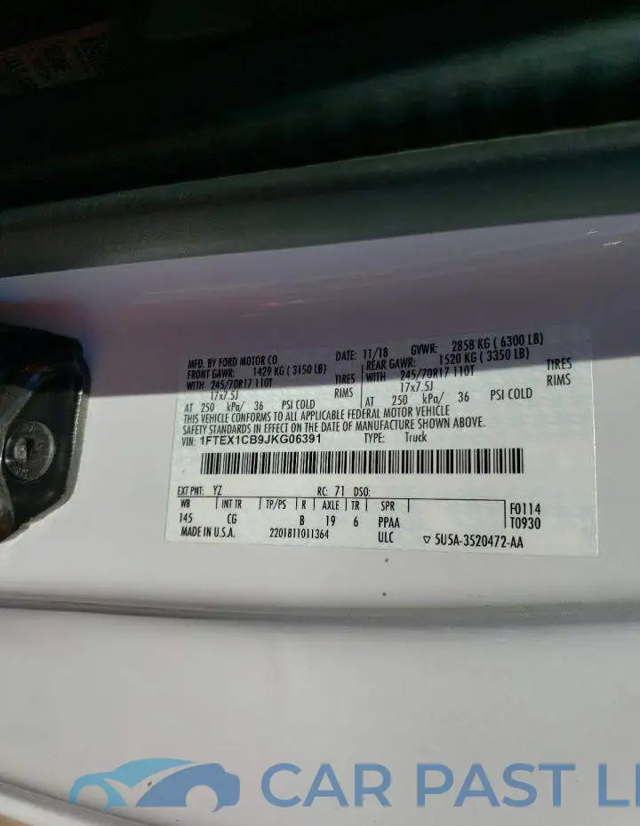 1FTEX1CB9JKG06391# 12