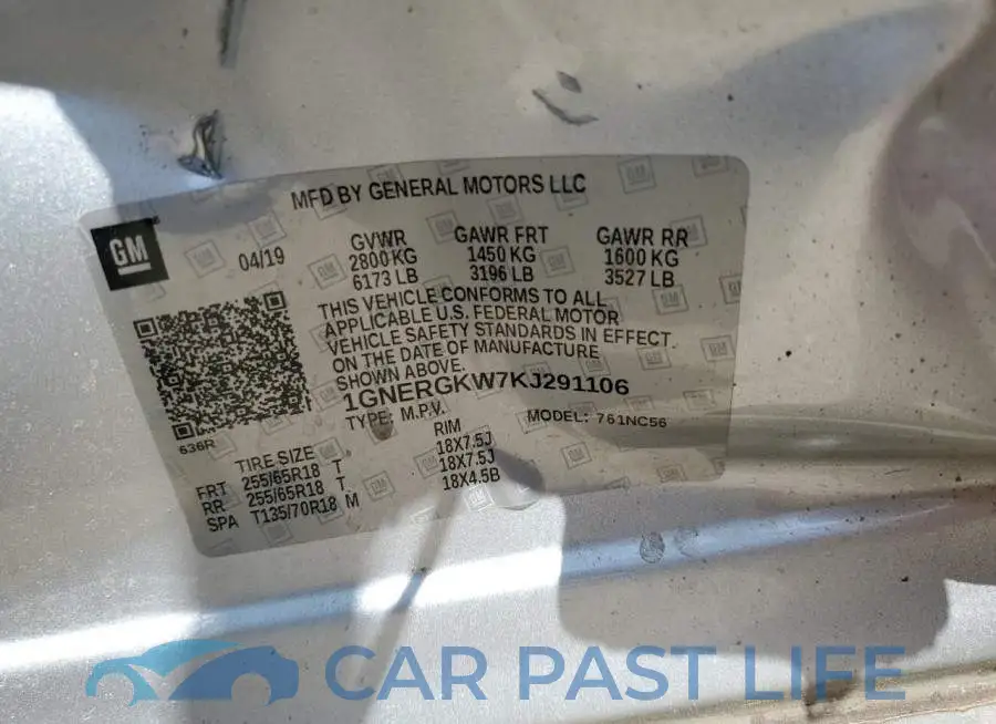 1GNERGKW7KJ291106# 13