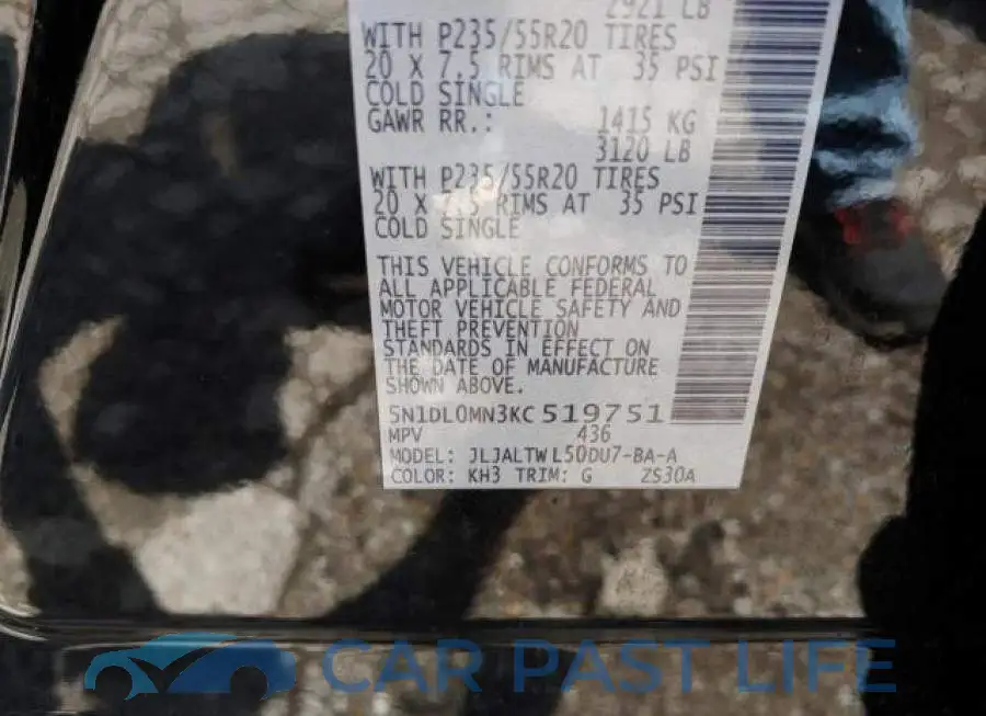 5N1DL0MN3KC519751# 10