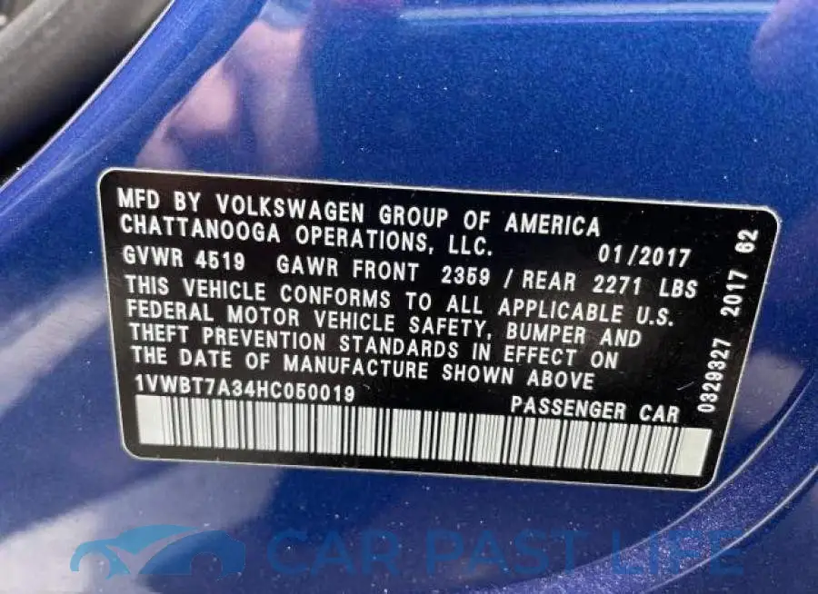 1VWBT7A34HC050019# 10