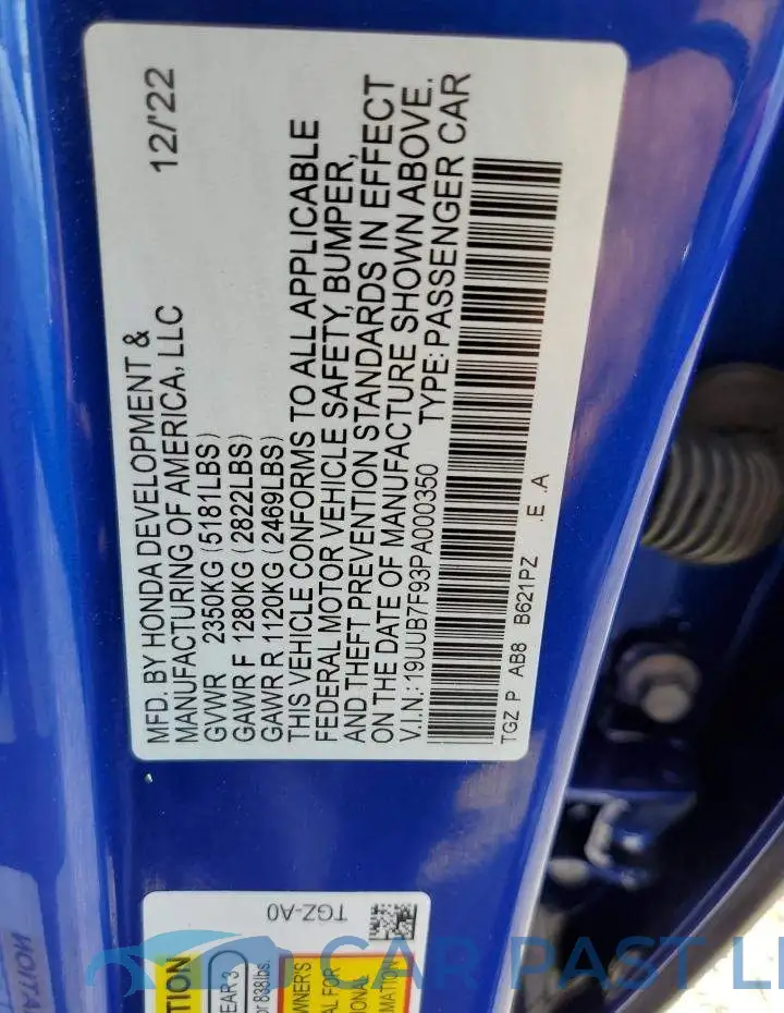 19UUB7F93PA000350# 12