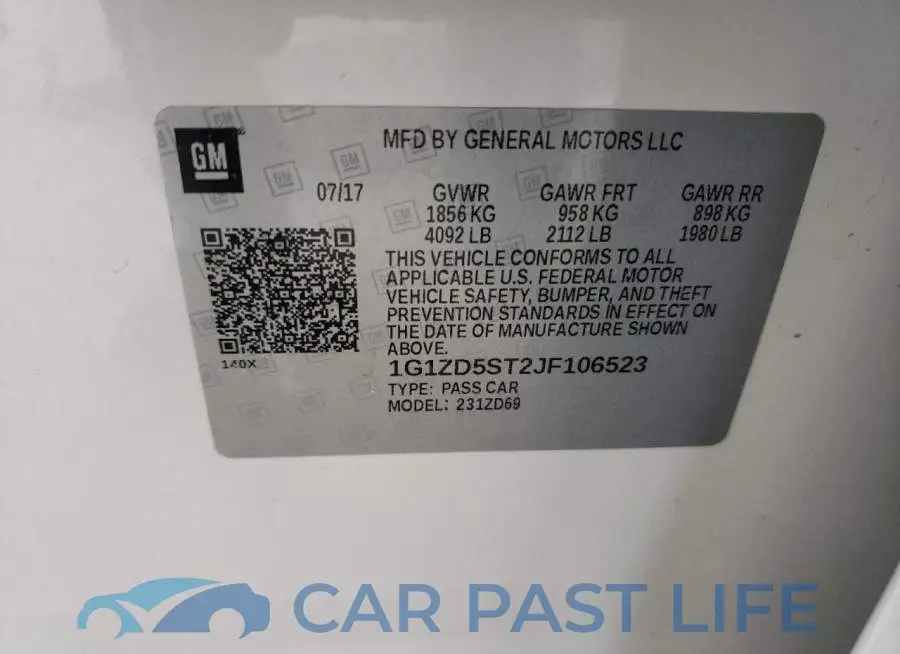 1G1ZD5ST2JF106523# 12