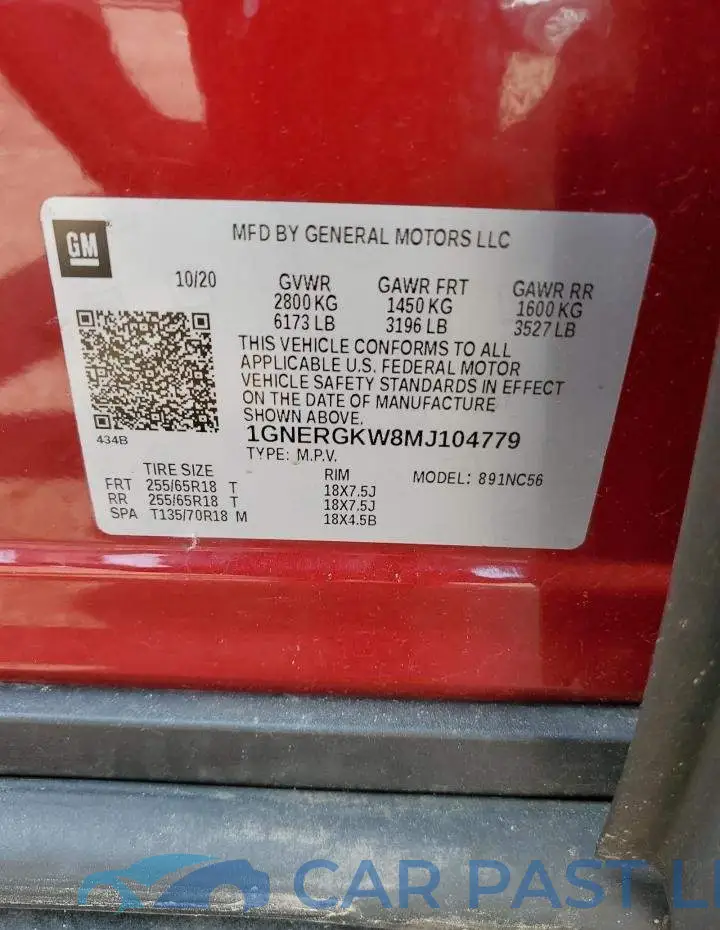 1GNERGKW8MJ104779# 13
