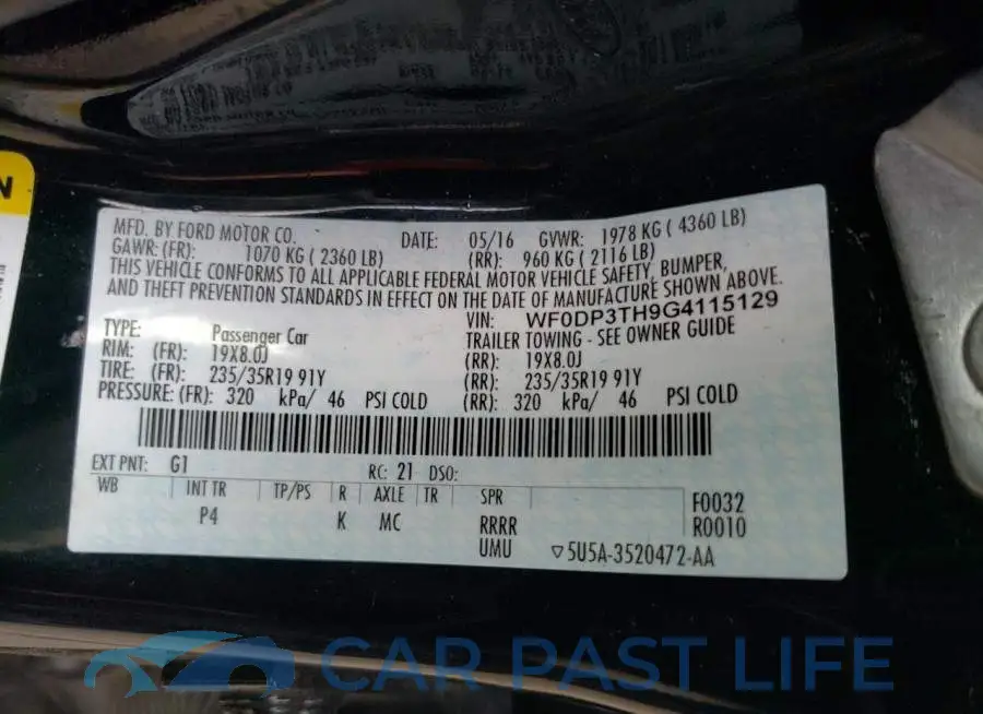 WF0DP3TH9G4115129# 12
