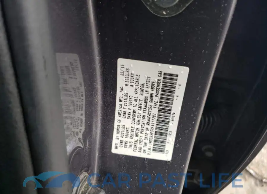 1HGCR2F5XFA117297# 12