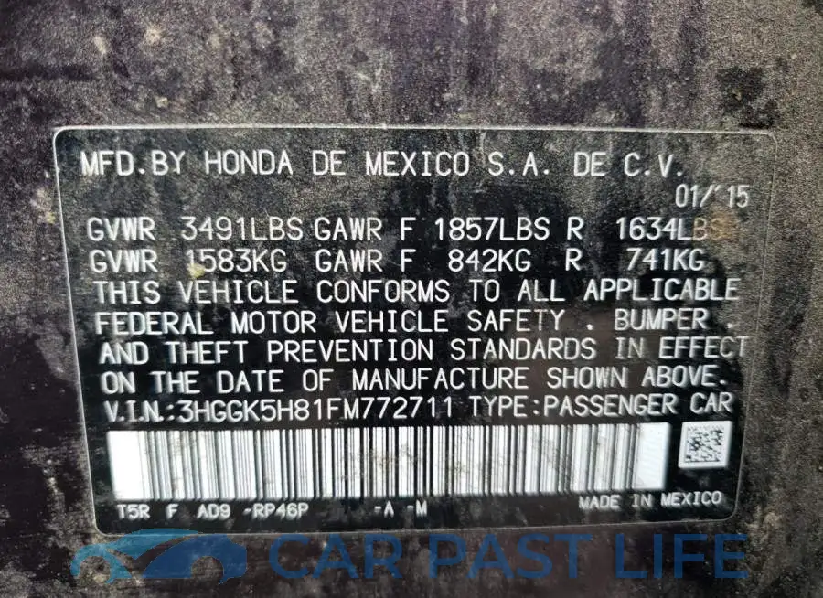 3HGGK5H81FM772711# 12