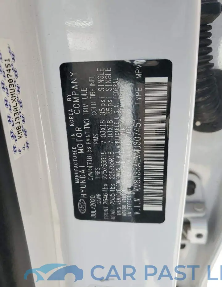 KM8J33ALXMU307451# 13