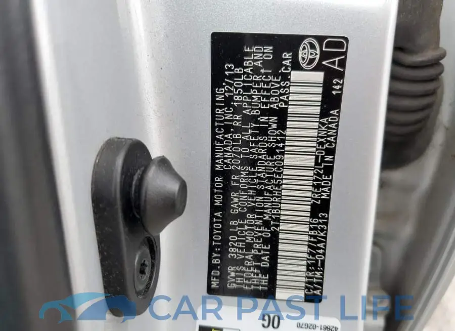 2T1BURHE5EC091412# 12