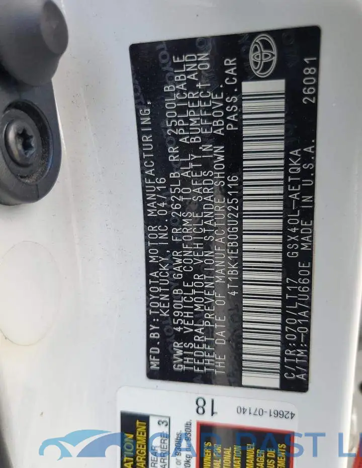 4T1BK1EB0GU225116# 12