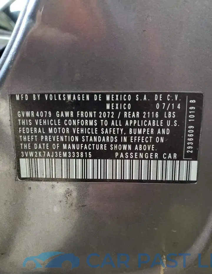 3VW2K7AJ3EM333815# 12