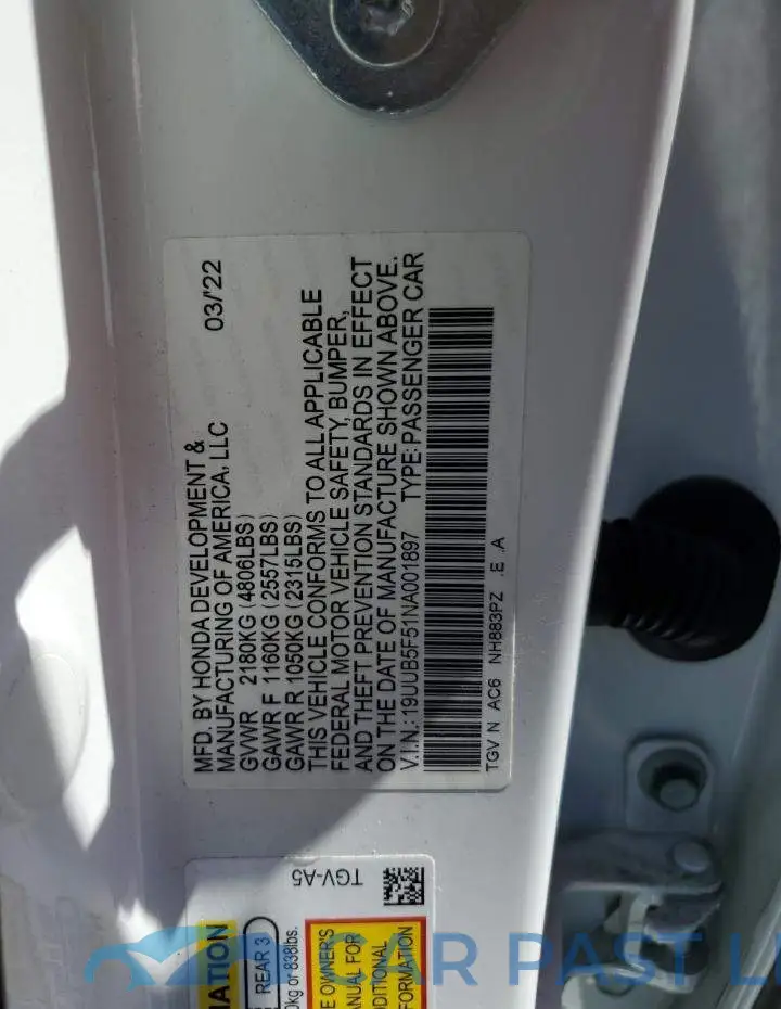 19UUB5F51NA001897# 12