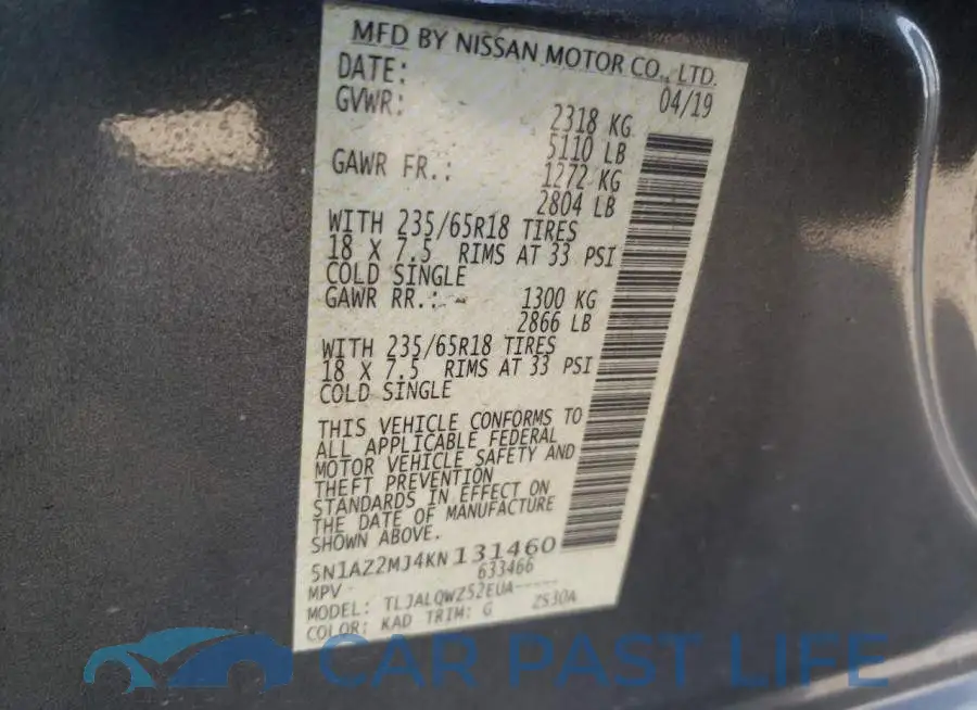 5N1AZ2MJ4KN131460# 13