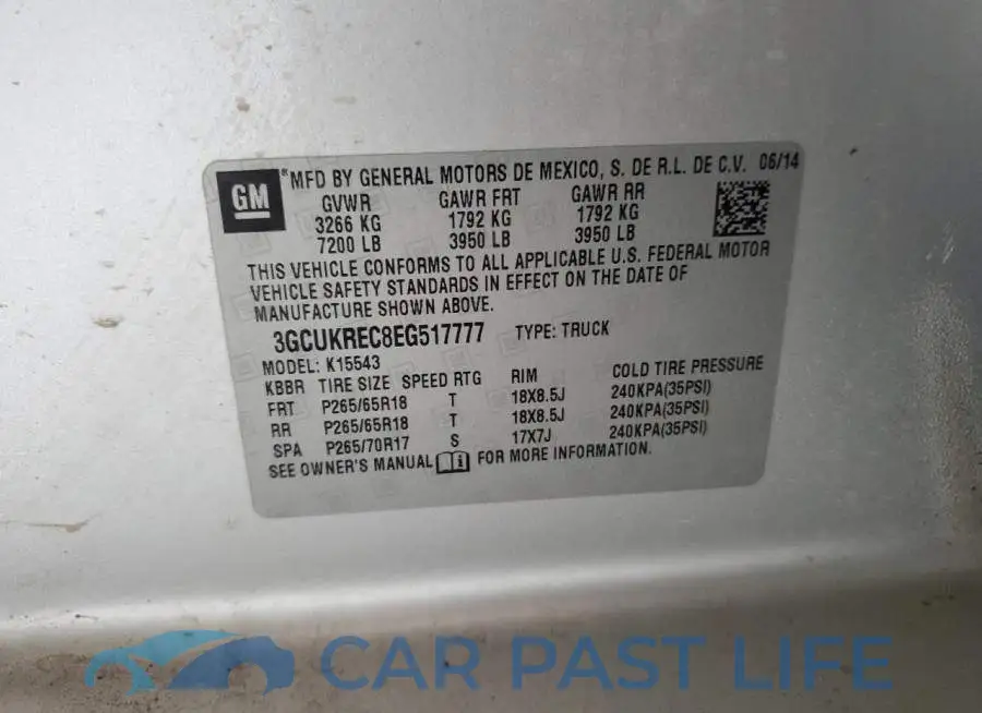 3GCUKREC8EG517777# 12