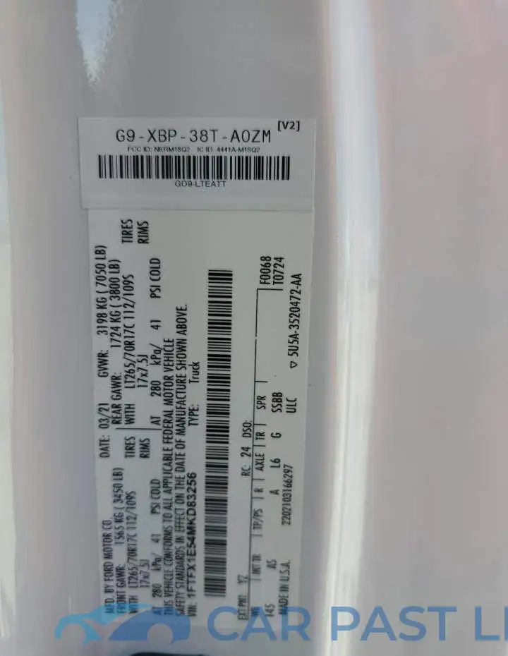 1FTFX1E54MKD83256# 12