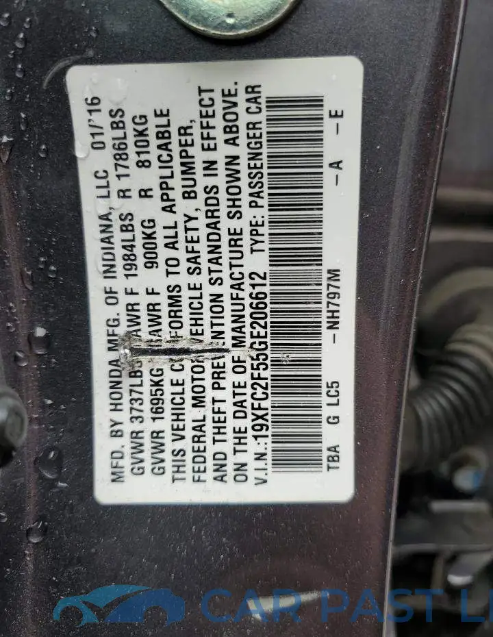 19XFC2F55GE206612# 12