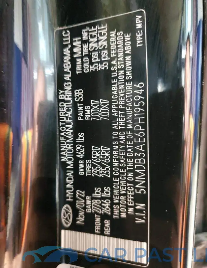 5NMJB3AE6PH195946# 13