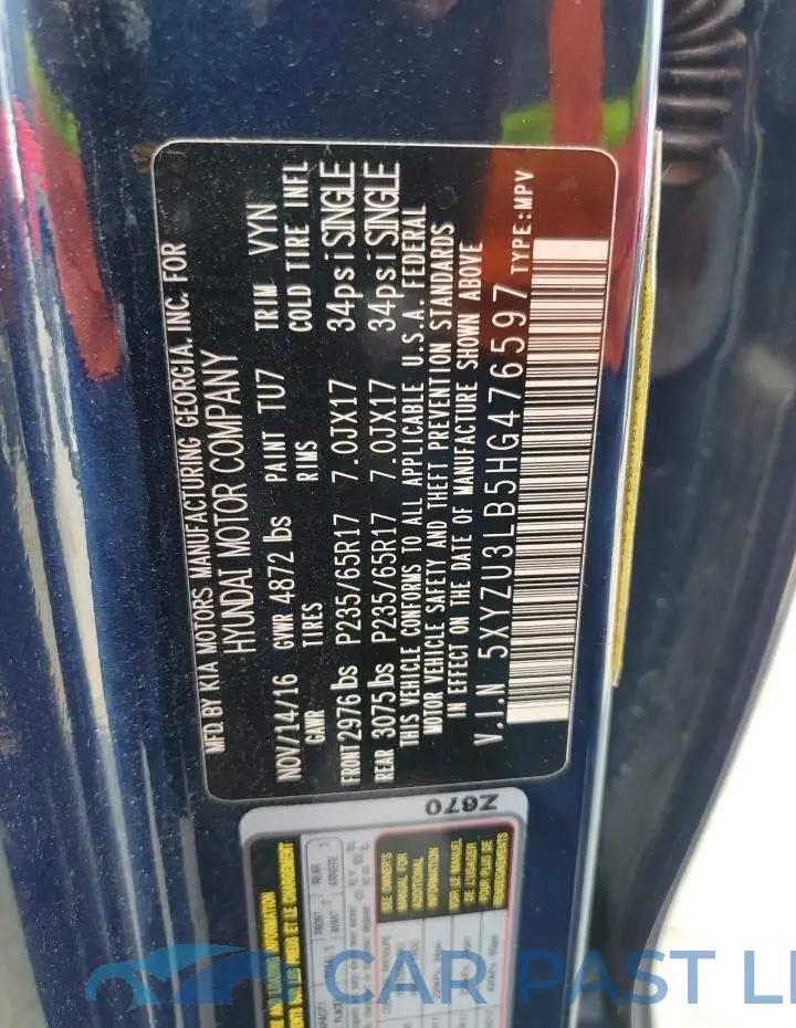 5XYZU3LB5HG476597# 14