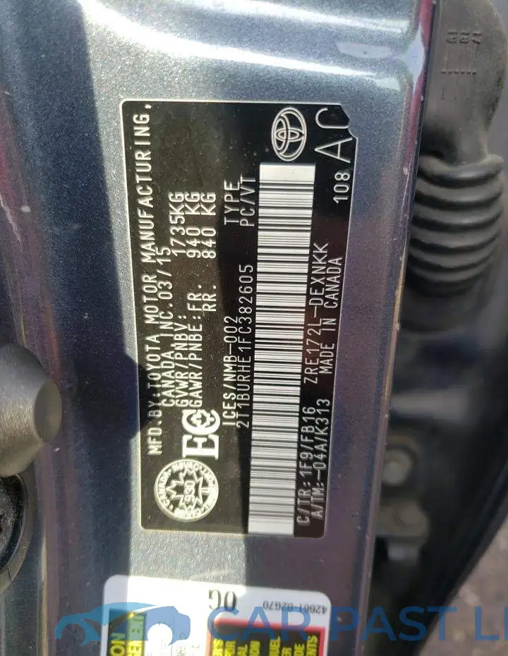 2T1BURHE1FC382605# 12