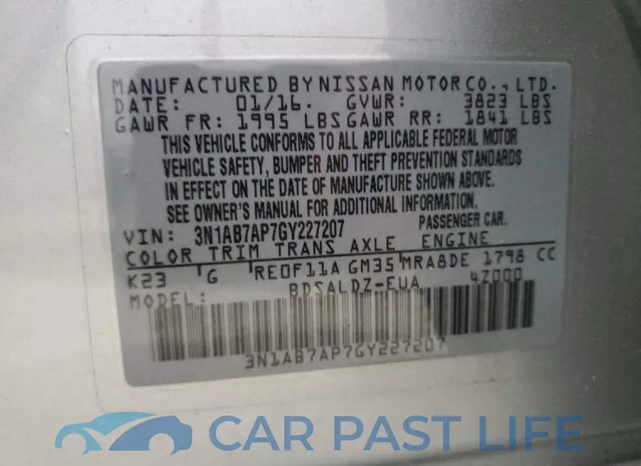 3N1AB7AP7GY227207# 13