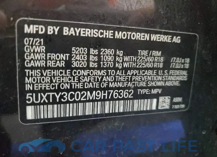 5UXTY3C02M9H76362# 13