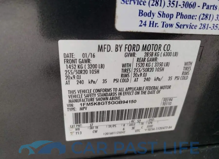 1FM5K8GT5GGB94150# 12