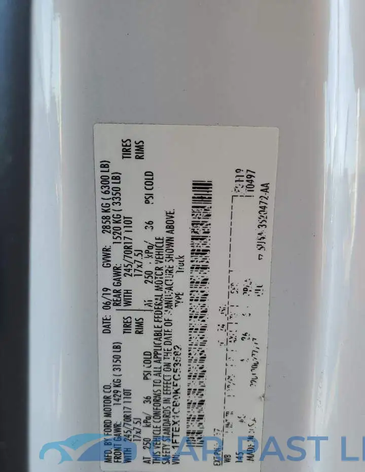 1FTEX1CB0KFC53582# 12
