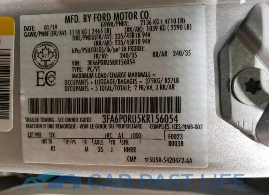 3FA6P0RU5KR156054# 12