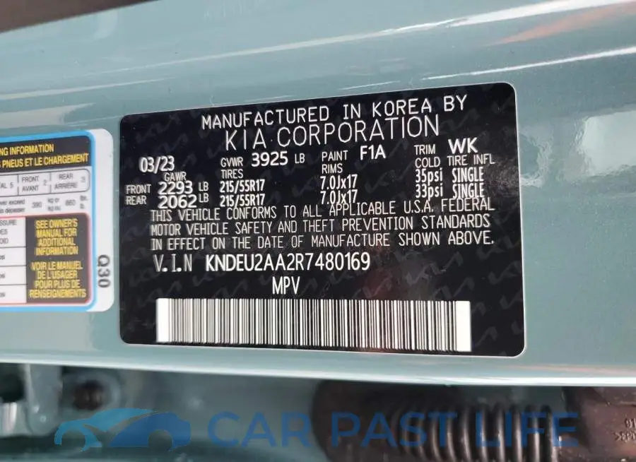 KNDEU2AA2R7480169# 12
