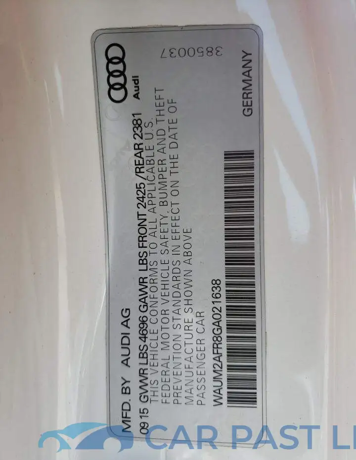 WAUM2AFR8GA021638# 12