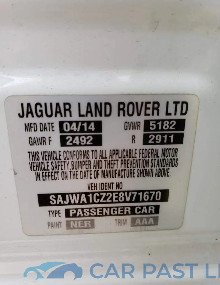 SAJWA1CZ2E8V71670# 13