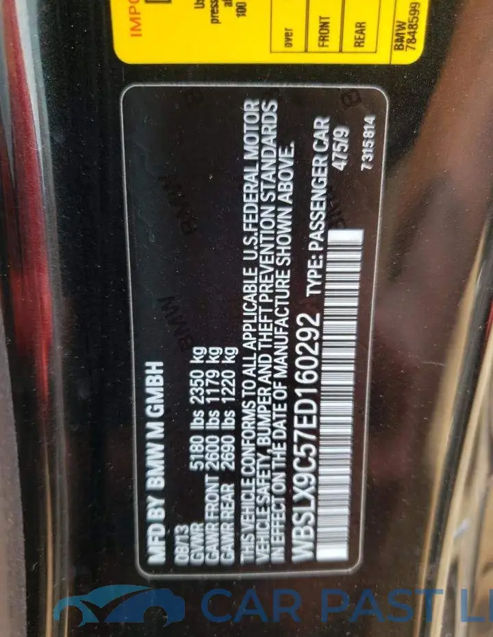 WBSLX9C57ED160292# 12