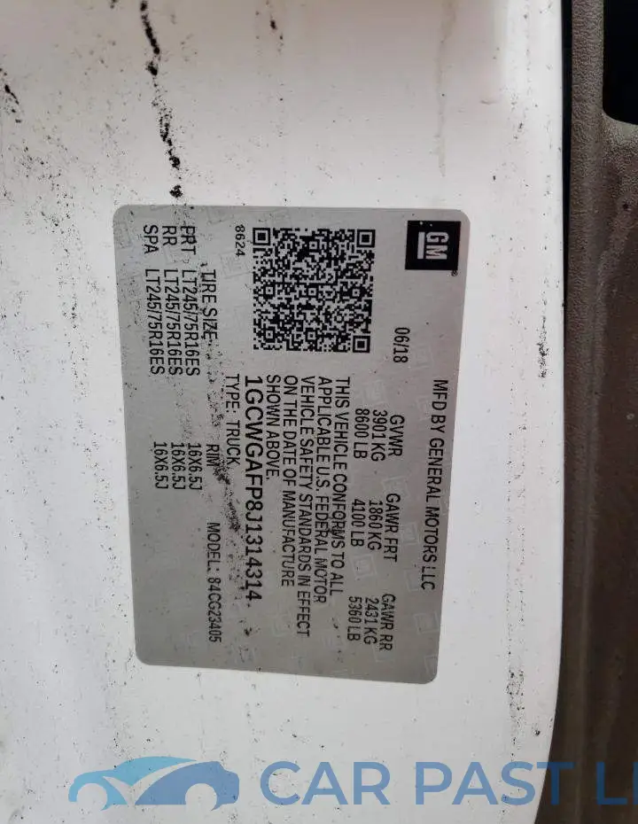 1GCWGAFP8J1314314# 12
