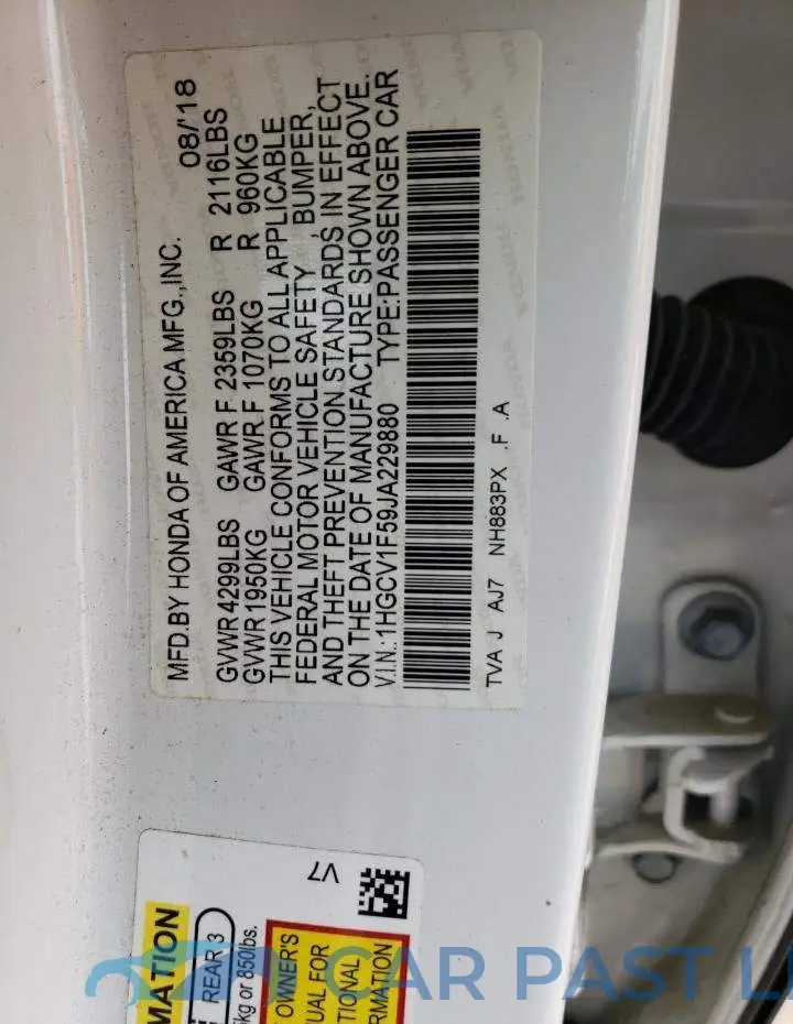 1HGCV1F59JA229880# 12