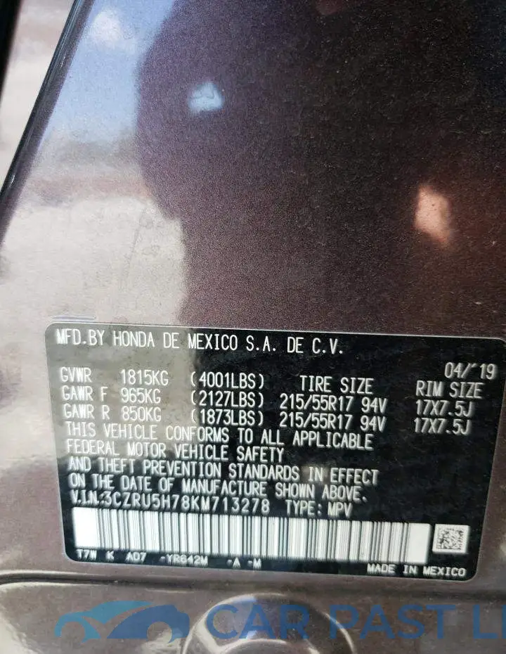 3CZRU5H78KM713278# 12