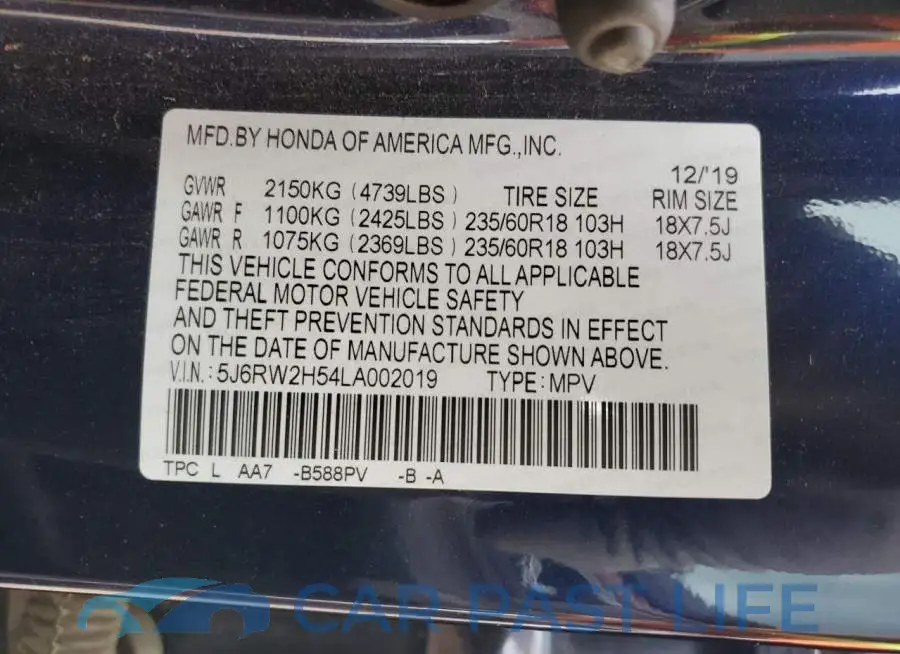 5J6RW2H54LA002019# 13