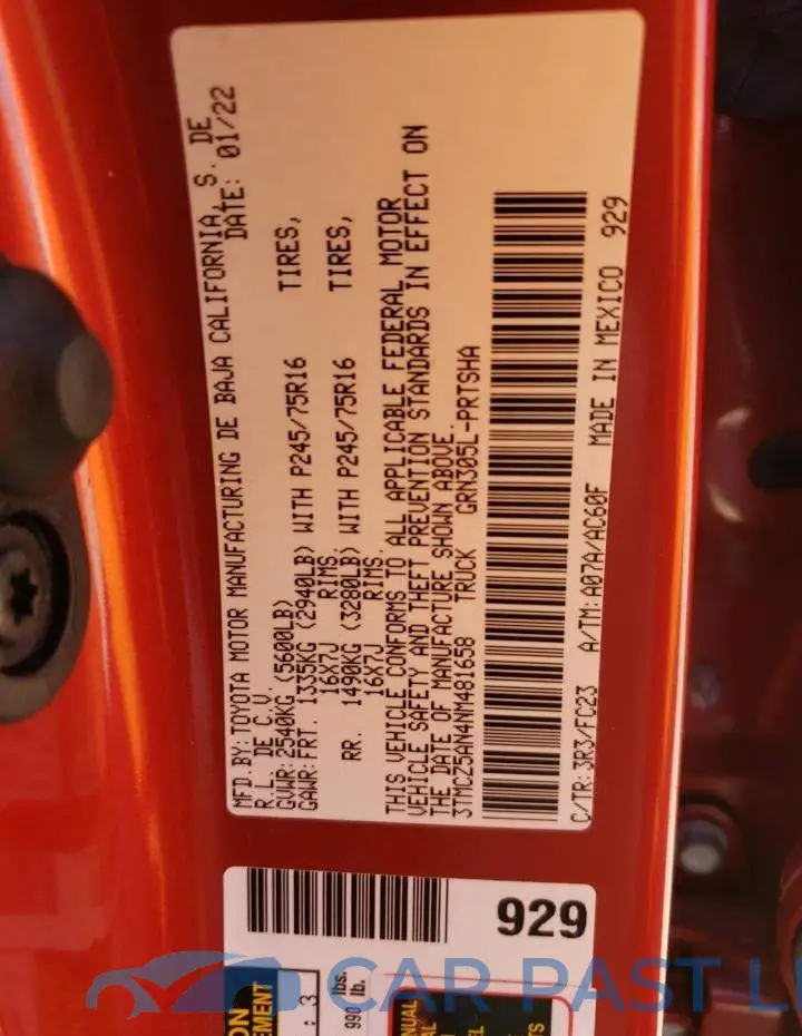 3TMCZ5AN4NM481658# 12