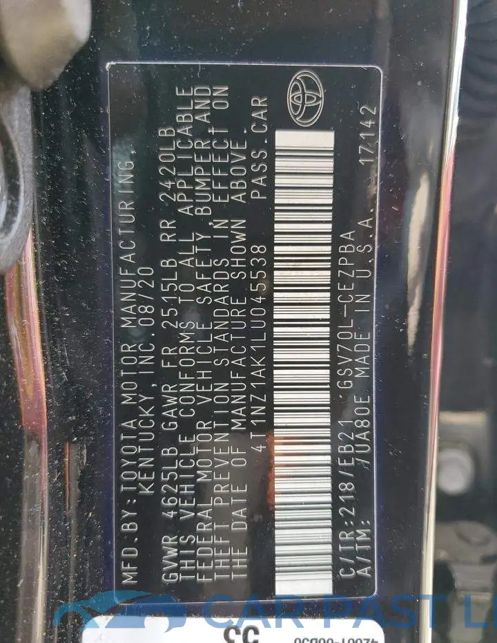 4T1NZ1AK1LU045538# 12